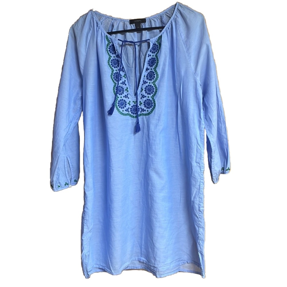 J.Crew womens blouse‎ Blue Lightweight Embroidered Top  size small